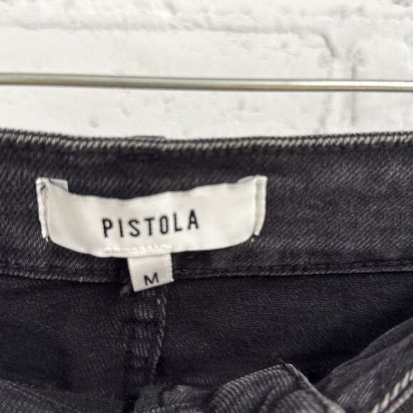 Black Denim PISTOLA Mini Skirt with White Stripes Down Side - Size Medium - NWOT - Picture 5 of 5